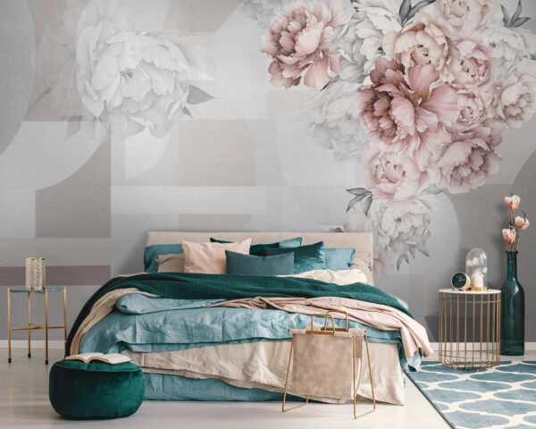 Fleurs abstraites dans des tons pastel Papier peint Fleurs abstraites dans des tons pastel