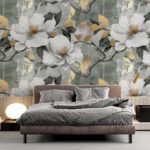 Papier peint Des fleurs délicates avec une touche artistique