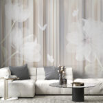 Papier peint Scène florale de rêve avec papillons