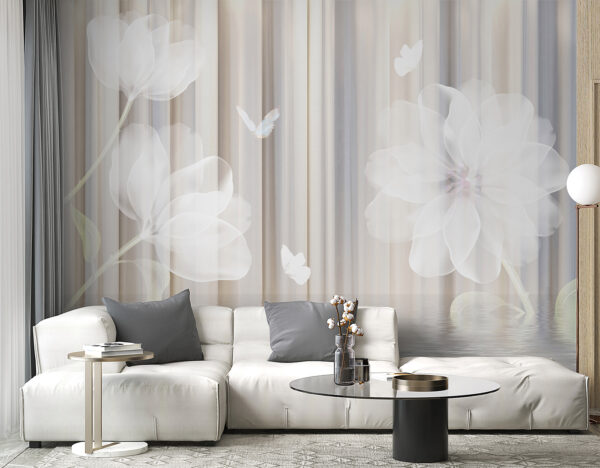 Scène florale de rêve avec papillons Papier peint Scène florale de rêve avec papillons
