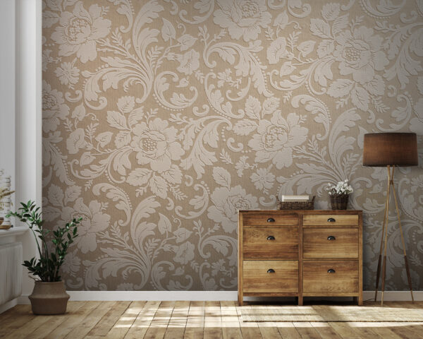 Papier peint Papier peint Motif floral sur fond beige (UGS : u95764)