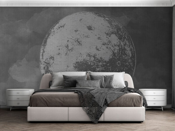 Lune texturée sur fond nuageux Papier peint Lune texturée sur fond nuageux