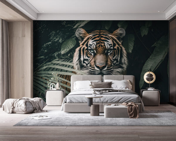 Tigre caché dans le feuillage de la jungle Papier peint Tigre caché dans le feuillage de la jungle
