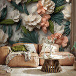 Papier peint Motif floral avec détails complexes.