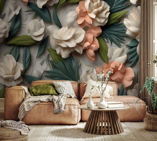 Motif floral avec détails complexes Papier peint Motif floral avec détails complexes