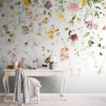Papier peint Fleurs aquarelles à l'élégance délicate.