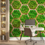 Papier peint Motif des plantes en hexagones