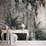 Papier peint Peinture d'une plante devant une arche