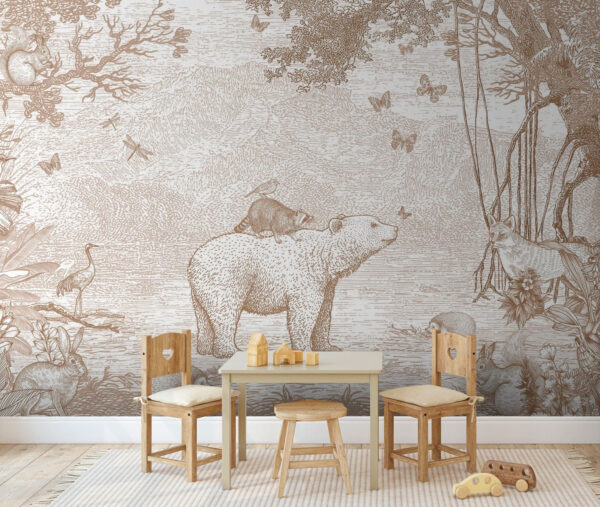 Raton laveur sur un ours Papier peint Raton laveur sur un ours
