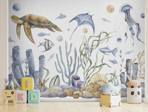 Scène sous-marine avec vie marine Papier peint Scène sous-marine avec vie marine