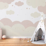 Papier peint Nuages blancs et roses