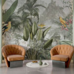 Papier peint Paradis tropical avec des oiseaux vibrants