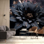 Papier peint Fleur sombre illuminée de l'intérieur