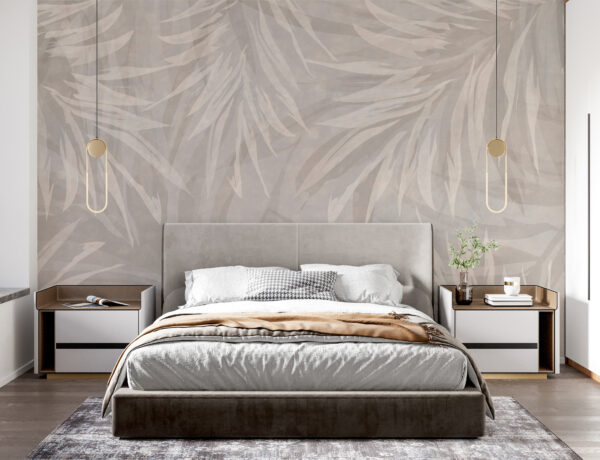 Élégant motif de feuilles sur un tissu doux Papier peint Élégant motif de feuilles sur un tissu doux