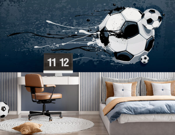 Un ballon de football entre en action Papier peint Un ballon de football entre en action