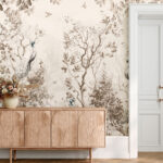 Papier peint Paon blanc avec plumes