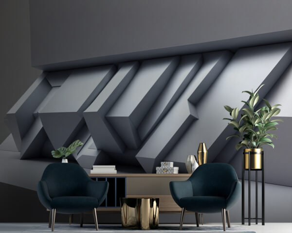 Mur blanc avec formes géométriques Papier peint Mur blanc avec formes géométriques