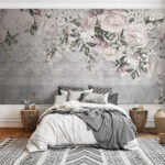 Papier peint Motif floral vintage de dentelle et de roses.