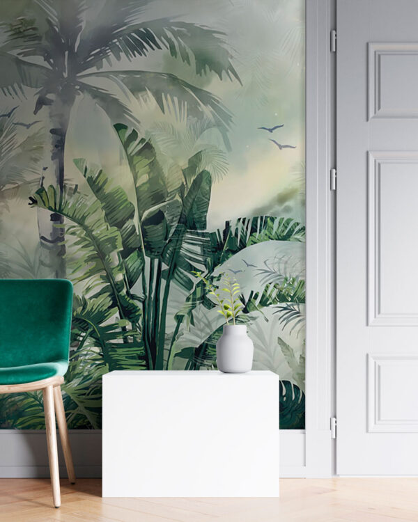 Jungle luxuriante à l'atmosphère brumeuse Papier peint Jungle luxuriante à l'atmosphère brumeuse