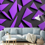 Papier peint Triangles violets sur une surface noire