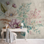 Papier peint L'élégance florale dans des teintes douces.