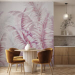 Papier peint Illustration de feuillage tropical pastel