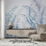 Papier peint Feuilles pastel avec un motif élégant