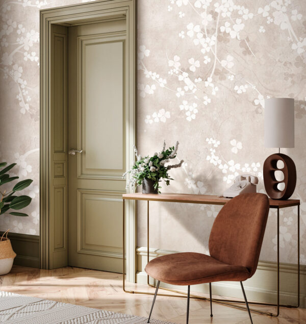 Fond blanc avec trèfles Papier peint Fond blanc avec trèfles