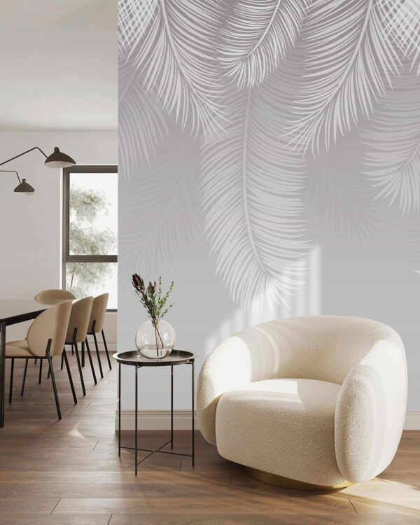 Plumes blanches sur fond gris Papier peint Plumes blanches sur fond gris