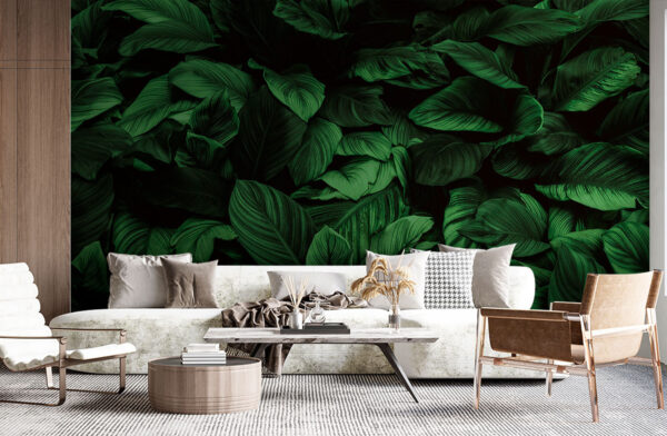 Des feuilles vertes luxuriantes en harmonie Papier peint Des feuilles vertes luxuriantes en harmonie