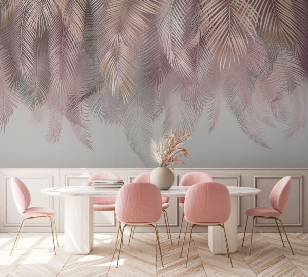 Élégant motif de plumes dans des tons doux Papier peint Élégant motif de plumes dans des tons doux