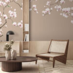 Papier peint Branches de magnolia en fleurs en pastel.