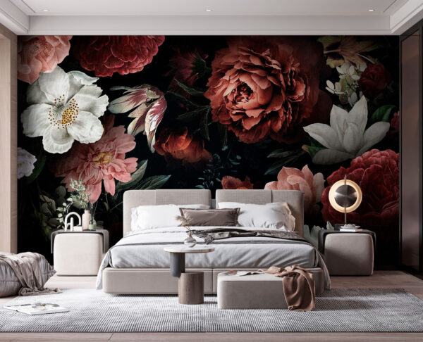 Élégance florale sombre et beauté fleurie Papier peint Élégance florale sombre et beauté fleurie