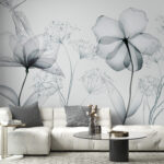 Papier peint Fleurs délicates dans un design monochrome