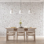 Papier peint Motif de texture terrazzo moucheté blanc.