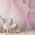 Papier peint Groupe de plumes roses