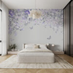Papier peint Rêves floraux avec de doux papillons.