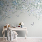Papier peint Papillon sur une surface blanche