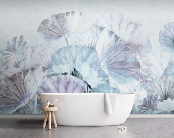 Motif de feuilles de lotus pastel de rêve Papier peint Motif de feuilles de lotus pastel de rêve