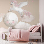 Papier peint Licorne avec ailes et corne