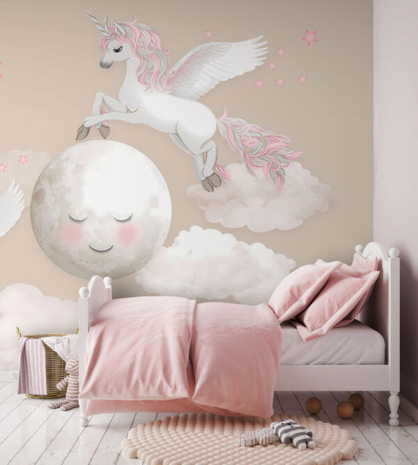 Licorne avec ailes et corne Papier peint Licorne avec ailes et corne