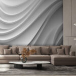 Papier peint Motif abstrait blanc, lisse et stratifié