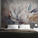 Papier peint Feuilles fantaisistes et motif abstrait