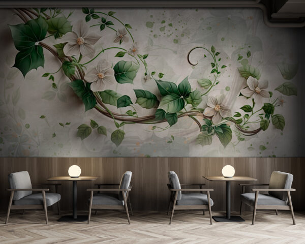 Peinture de fleurs et de feuilles Papier peint Peinture de fleurs et de feuilles