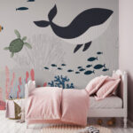 Papier peint Baleine et tortue sous l'eau
