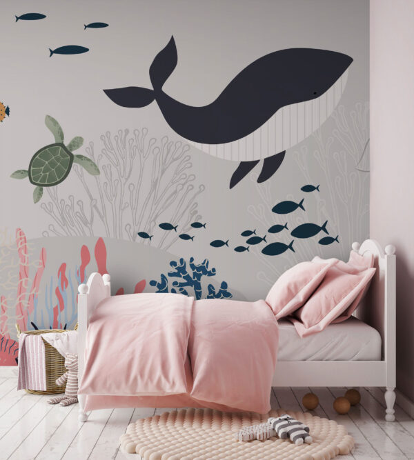 Baleine et tortue sous l'eau Papier peint Baleine et tortue sous l'eau