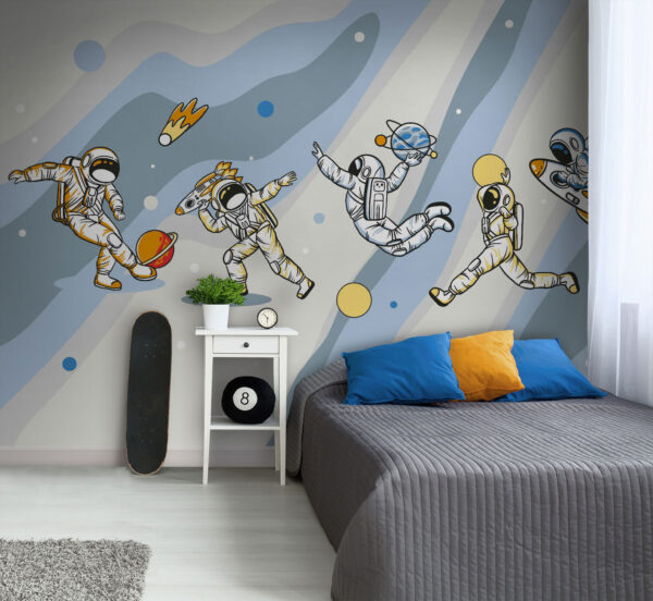 Caricature d'un astronaute avec une fusée sur la tête Papier peint Caricature d'un astronaute avec une fusée sur la tête