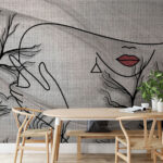 Papier peint Dessin d'un visage de femme et d'un arbre