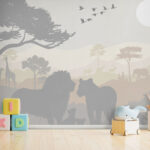Papier peint Silhouette de lion