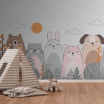 Papier peint Des animaux heureux profitant du soleil.